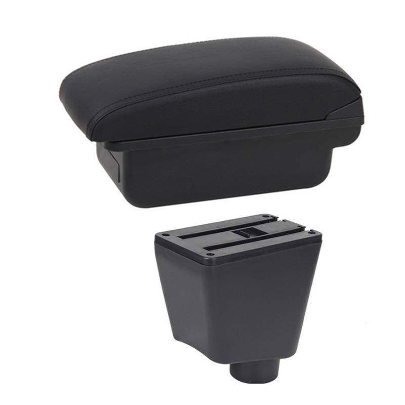 Armlehnenbox Auto Armlehne Box Für Renault Für Clio Für Captur Clio1 Clio2 Clio3 Für Captur Leder Arm Rest Konsole Lagerung USB Zubehör(B1 Black Line) von Generisch