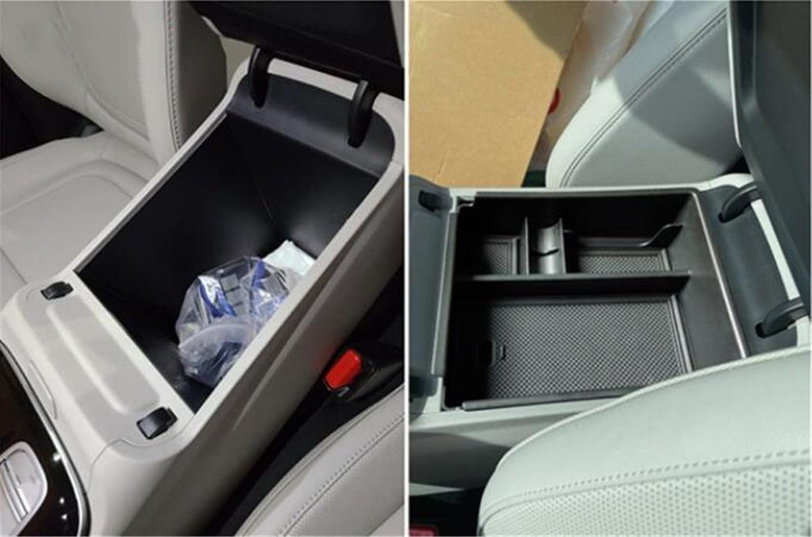 Armlehnenbox Auto-Mittelarmlehne ABS Sekundäraufbewahrungsbox Center Console Organizer-Ablage für Hyundai für Tucson NX4 Limited für Santa für Cruz(With Full Black Mat) von Generisch