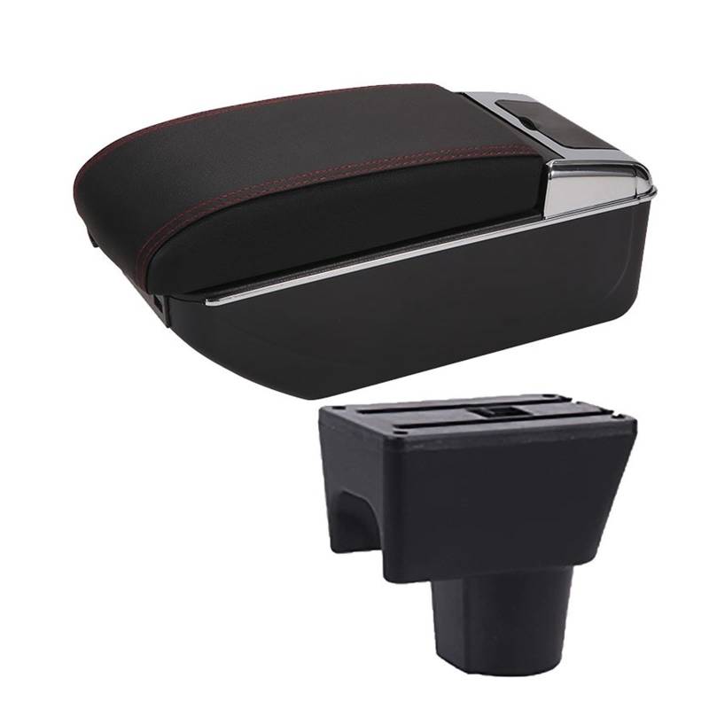 Armlehnenbox Für Renault Duster Armlehne Für Nissan Terrano 3 für Renault oroc Auto Armlehne box Retrofit Lagerung box auto zubehör Innen(B1 Black red 7USB) von Generisch