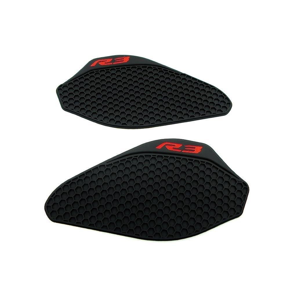 Aufkleber Gummi Motorrad Motorrad für Tankpad-Schutzaufkleber für Yamaha YZFR3 YZF R3 YZFR3 2019 2020 2021 Kniegriff für Tank-Traktionspad-Seitenaufkleber Motorradaufkleber(Red Logo) von Generisch