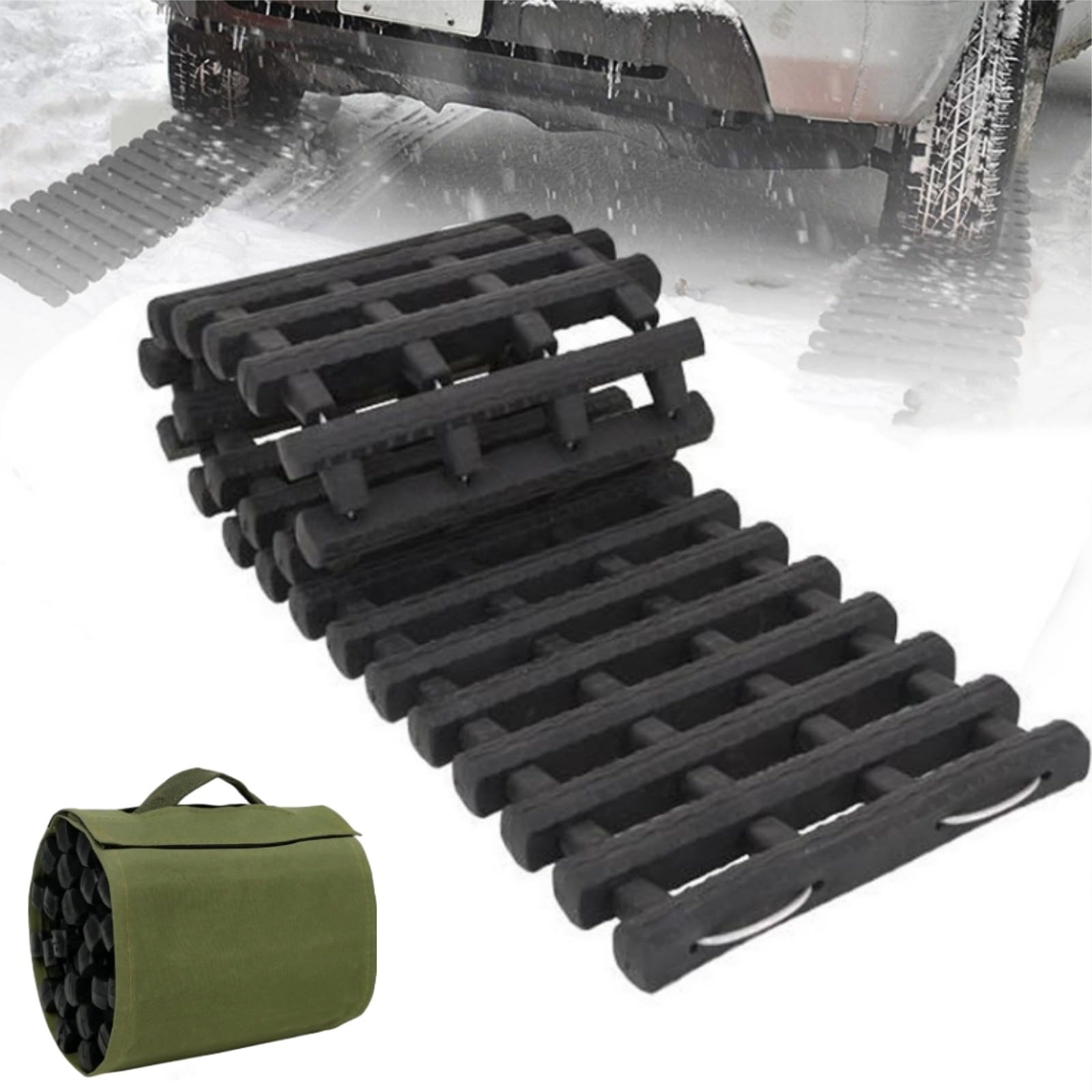 Auto Anfahrhilfe 100 x 21 cm Traktionshilfe Schwerlast Gummi Anfahrtshilfe Set Traktionsmatte mit Tragetasche Schwarz Wohnmobil Sandbleche für KFZ Auto Winter，auffahrkeile für wohnmobil. von Generisch