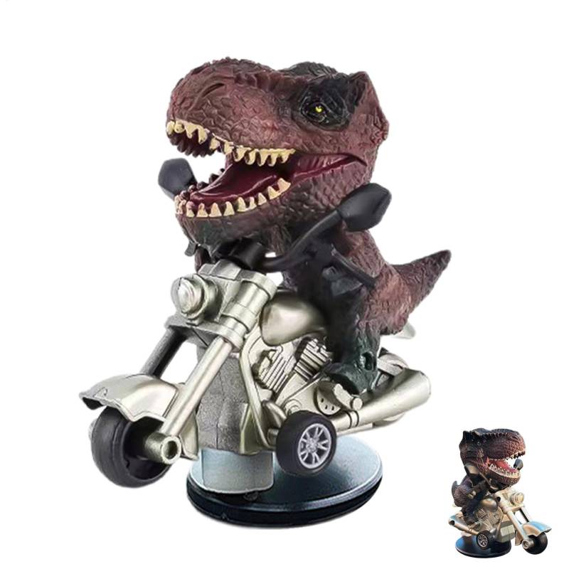 Auto-Armaturenbrett-T-Rex-Ornament – ​​Treibender Dinosaurier auf Motorrad-Figur | Kreatives Dinosaurier-REIT-Motorrad-, neuartiges Auto-Dinosaurier-Ornament für die Auto-Innendekoration von Generisch