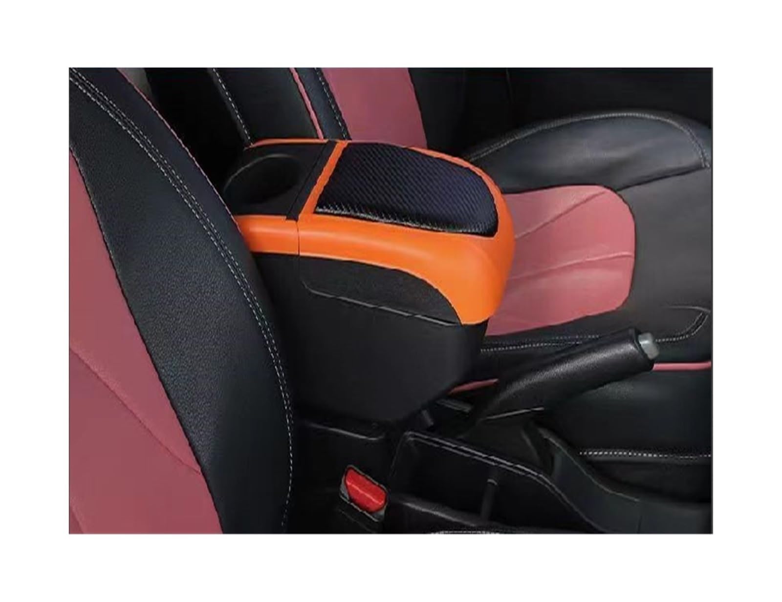 Auto Armlehne Auto Armlehnenbox Mittelarmlehnenbox Nachrüstung USB Getränkehalter Autoinnenausstattung für Toyota Aygo X 2022(Black-orange) von Generisch