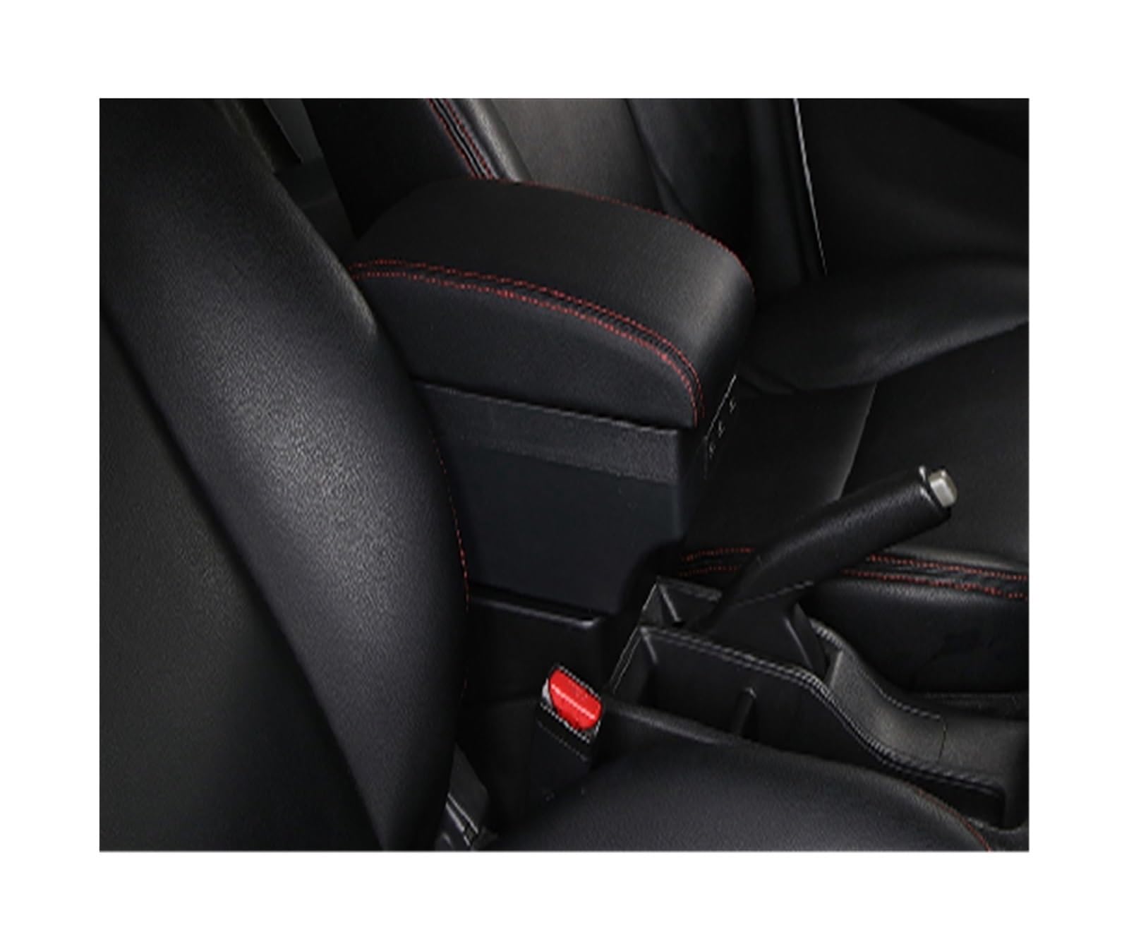 Auto Armlehne Für Suzuki Ignis 2005-2022 Armlehnenbox Für mit multifunktionaler Unterstützung, PU-weichem Kissen, Innenausstattung, Nachrüstteile, USB(B1 Black red 3USB) von Generisch