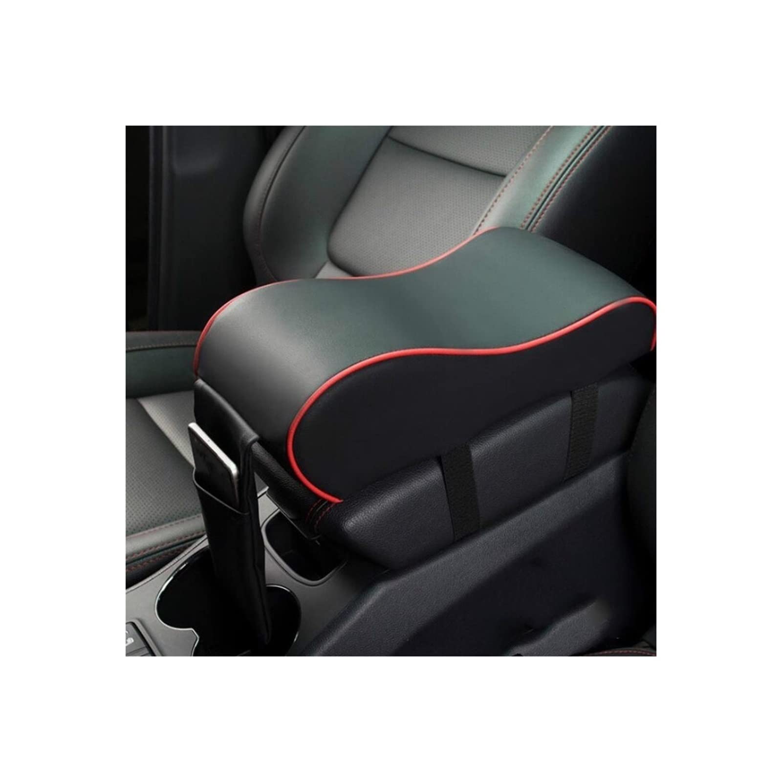 Auto Armlehne Leder Auto Mittelarmlehne Weiche Unterlage Schwarz Auto Mittelkonsole Armlehne für Sitzbox Matte Kissen Kissenbezug Fahrzeug für Schutz(Black Red) von Generisch