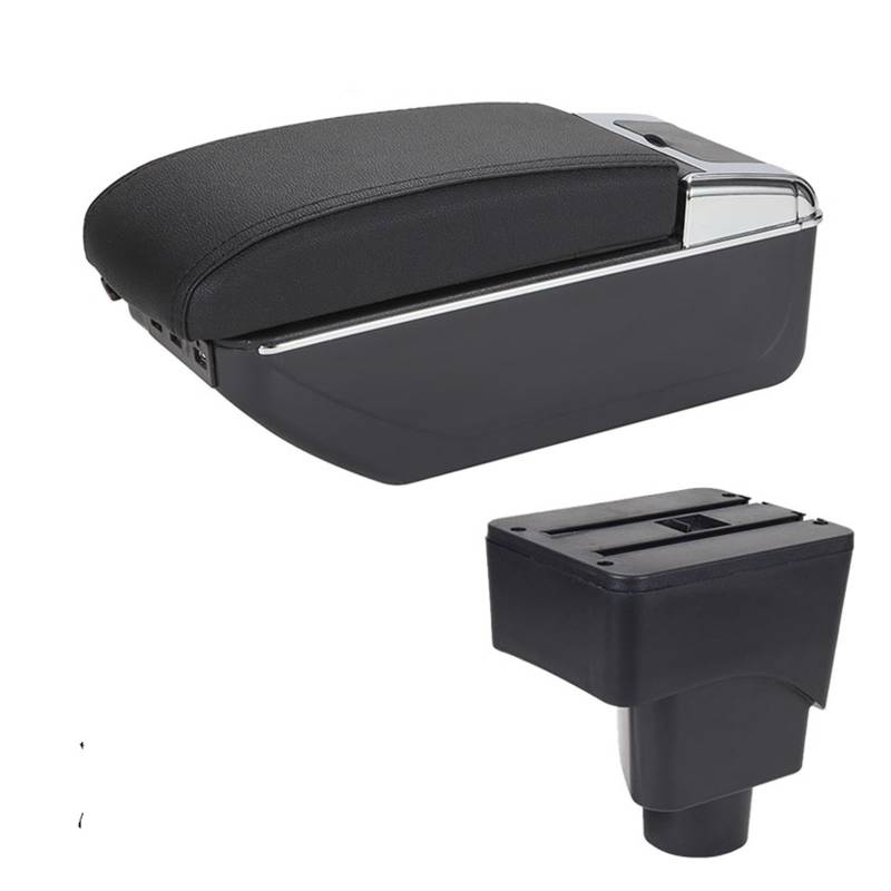 Auto-Armlehnenbox Armlehne für Ford für EcoSport Auto Armlehnenbox Innendetails Nachrüstung Autozubehör Center Storage Box Center Console 2013-2018(A2 Black line 7USB) von Generisch