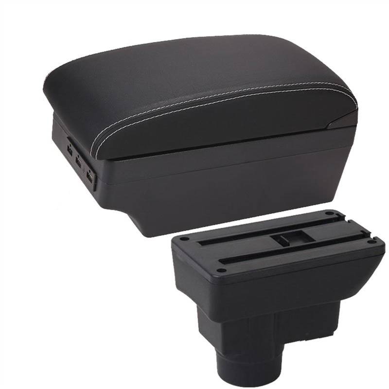 Auto-Armlehnenbox Auto Armlehne Rückenlehne Innenteile Aufbewahrungsbox Nachrüstteile Autozubehör Armlehnenbox, für Opel für Corsa D(A3 Black white 7USB) von Generisch