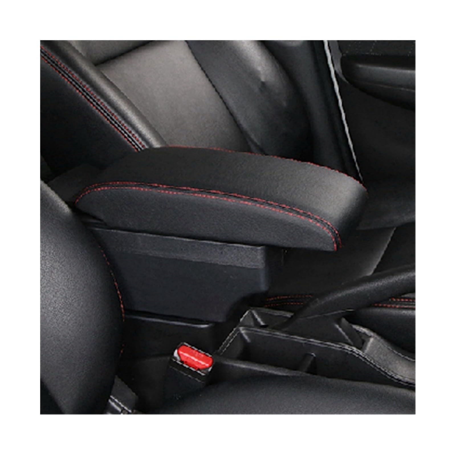 Auto-Armlehnenbox Für Suzuki Ignis 2015-2021 Auto Armlehne Box Retrofit Teile Zentrale Zubehör Innen Details Tasse Halter USB Lade Auto-Armlehne(Red Line,C) von Generisch