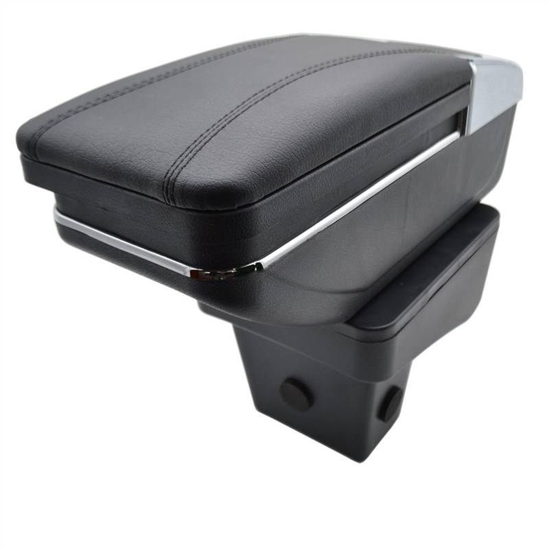 Auto-Aufbewahrungsbox, Armlehne, drehbarer Getränkehalter, Armlehne aus schwarzem Leder für Suzuki für Vitara 2015 – 2019(Black Thread) von Generisch