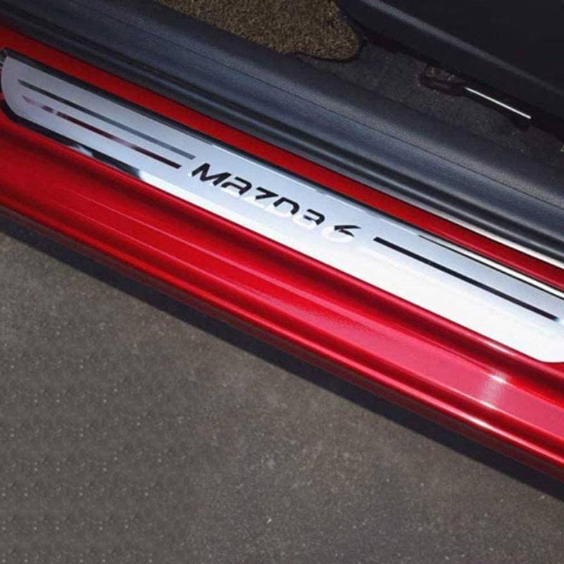 Auto Edelstahl Einstiegsleisten Für Mazda 6 2015-2019 Tuning Zubehör 4 STÜCKE Auto Scuff Plate Türschwelle Sill Aufkleber,Silver von Generisch