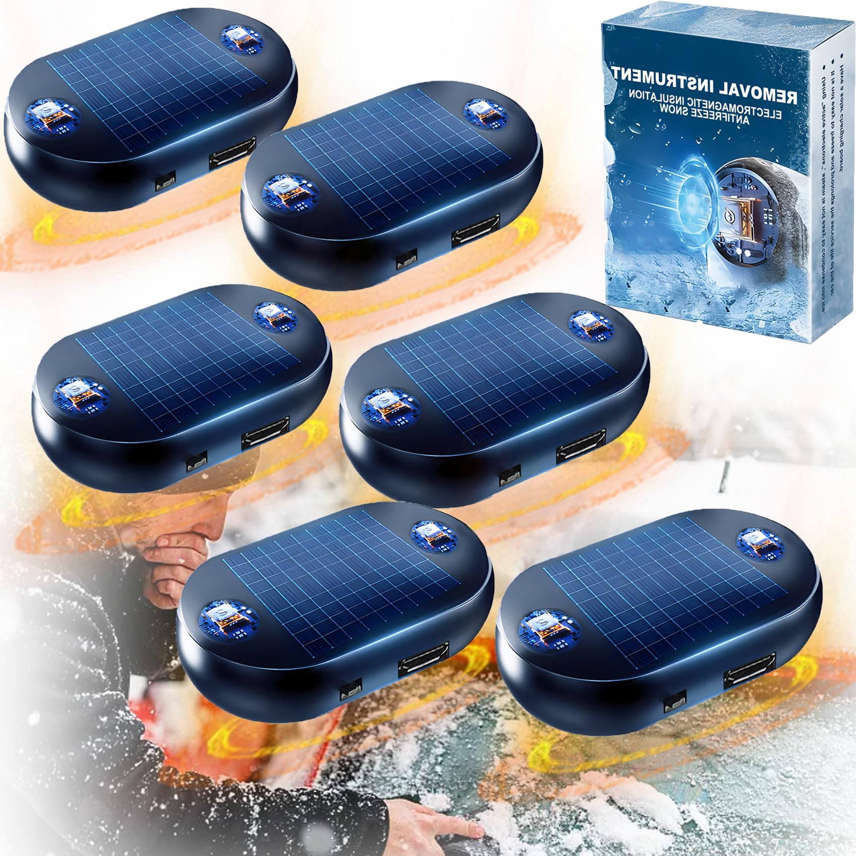 Auto Enteiser Elektromagnetisch, Auto-Interferenz-Anti-Frost-GeräT, Elektromagnetischer Enteiser, Auto Interferenz Anti Frost, Car Deicer Portable Kinetic Molecular Heater (6pcs) von Generisch