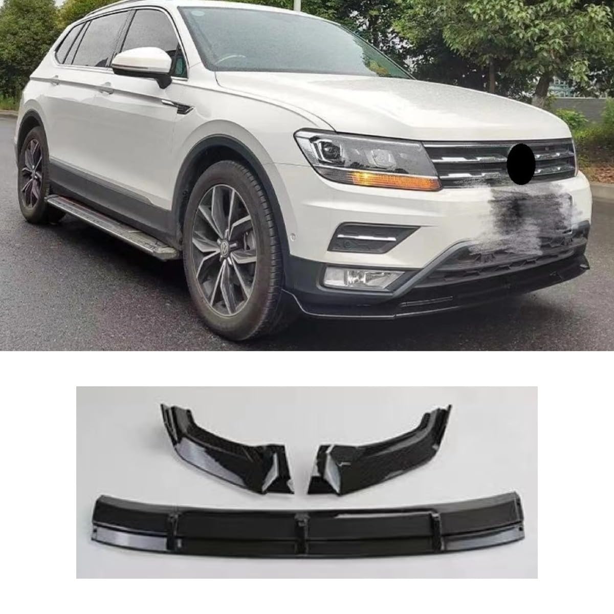 Auto Frontstoßstange Lippe Kompatibel mit für Volkswagen Tiguan L 2017-2021 Front Splitter Diffusor Spoiler Body Kit Auto Zubehör (Glänzend Schwarz) von Generisch