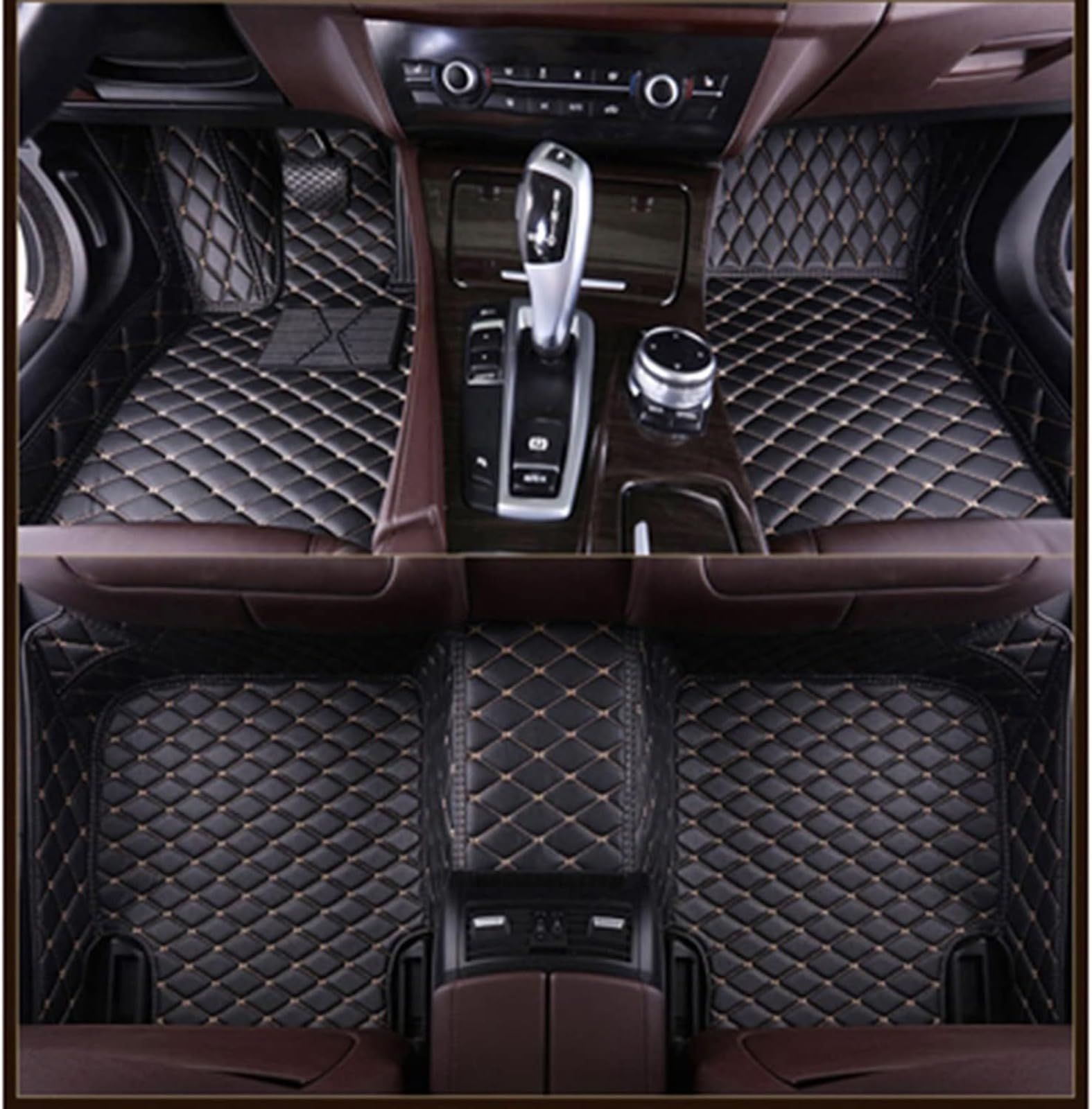 Auto-Fußmatten für Infiniti FX 2009, 2010, 2011, 2012, 2013, Auto-Fußmatten, Innenfußpolster, wasserdichte Teppiche (Schwarz/Beige) von Generisch