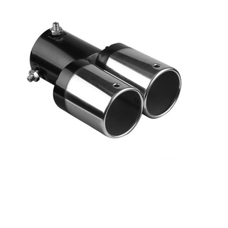 Auto-Heck-Hals Schwarz + Silber Universal Dual Outlet Auto-Auspuffspitze Edelstahl schräg gerollt für Edge Auto Muffler Schalldämpfer Auspuffendstück(1) von Generisch