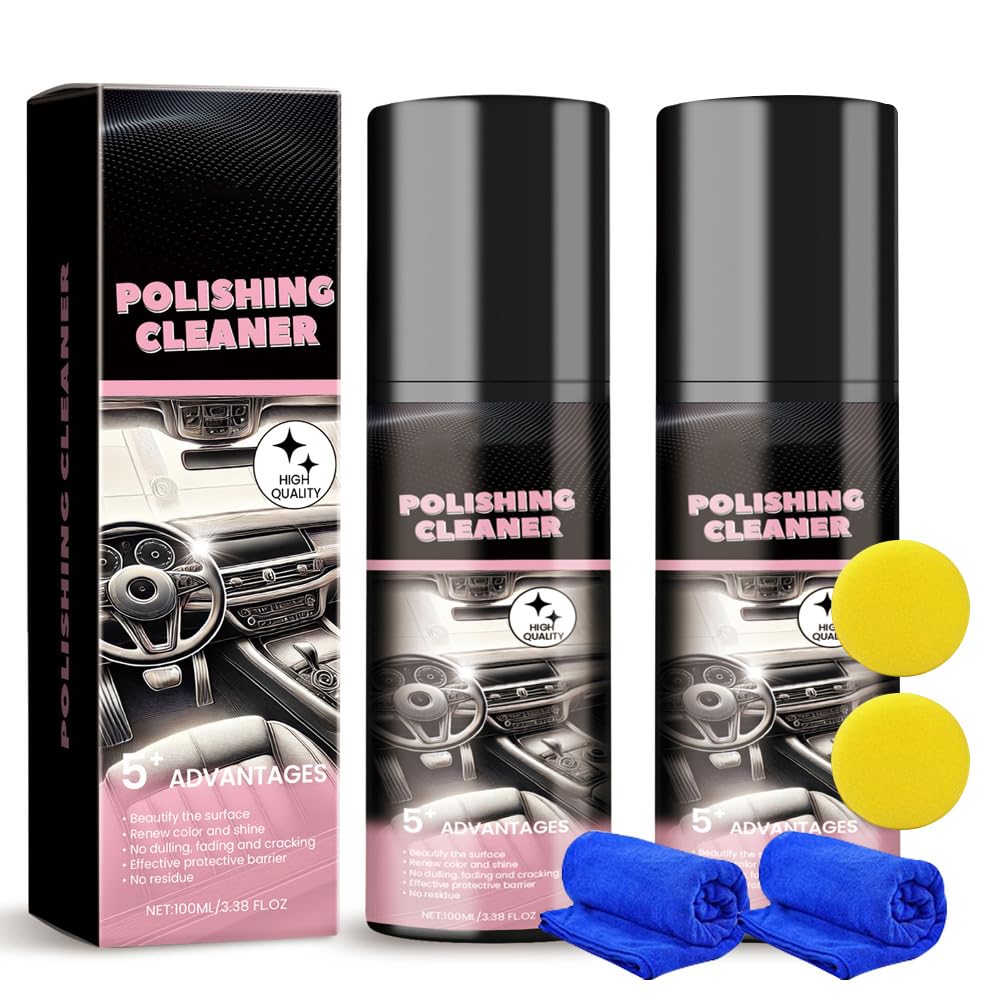 Auto Innenraum Reiniger, Auto Reinigungsset Zubehör Innenraum Cockpitpflege für die Innen Reinigung von Kunststoauto zubehörff, Polster, Leder & Armaturen, 100ml Autopflege Innenraumreiniger (2 Pcs) von Generisch