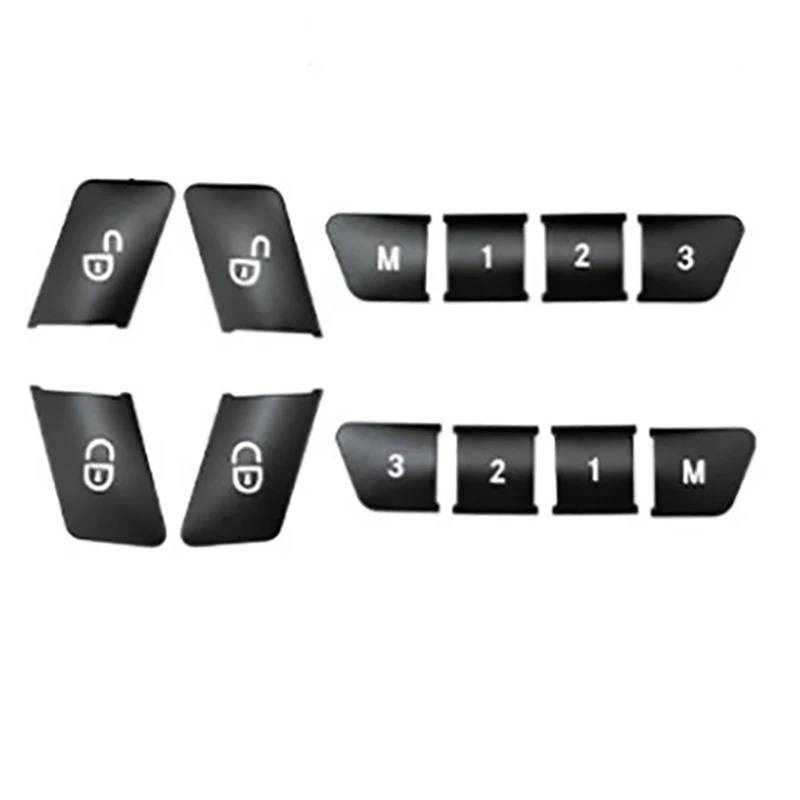 Auto Interieur 12Pcs Auto Tür Sitz Memory Lock Schalter Tasten Aufkleber Abdeckung Trim Für Mercedes Für Benz A B C E Klasse Für CLA GLA GLE GL GLS ML Aufkleber Dekoration von Generisch