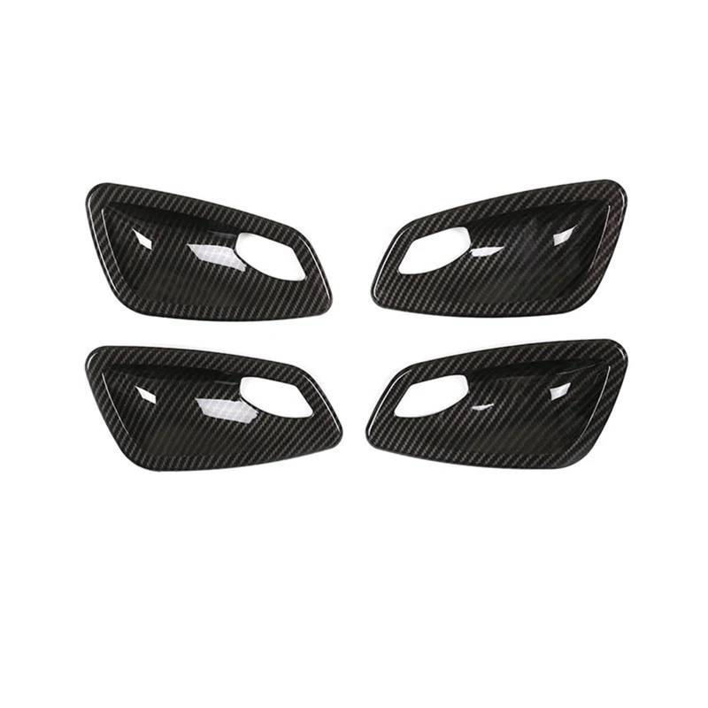 Auto Interieur ABS Carbon Faser Muster Auto Innen Türgriff Schüssel Abdeckung Trim Aufkleber Rahmen Für E90 3 Serie 2005-2012 Zubehör Aufkleber Dekoration(Carbon Fiber 4pcs) von Generisch