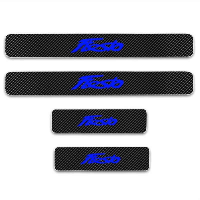 Auto Kohlefaser Einstiegsleisten Für Fo-rd Fiesta Tuning Zubehör 4 STÜCKE Auto Scuff Plate Türschwelle Sill Aufkleber,Blue von Generisch