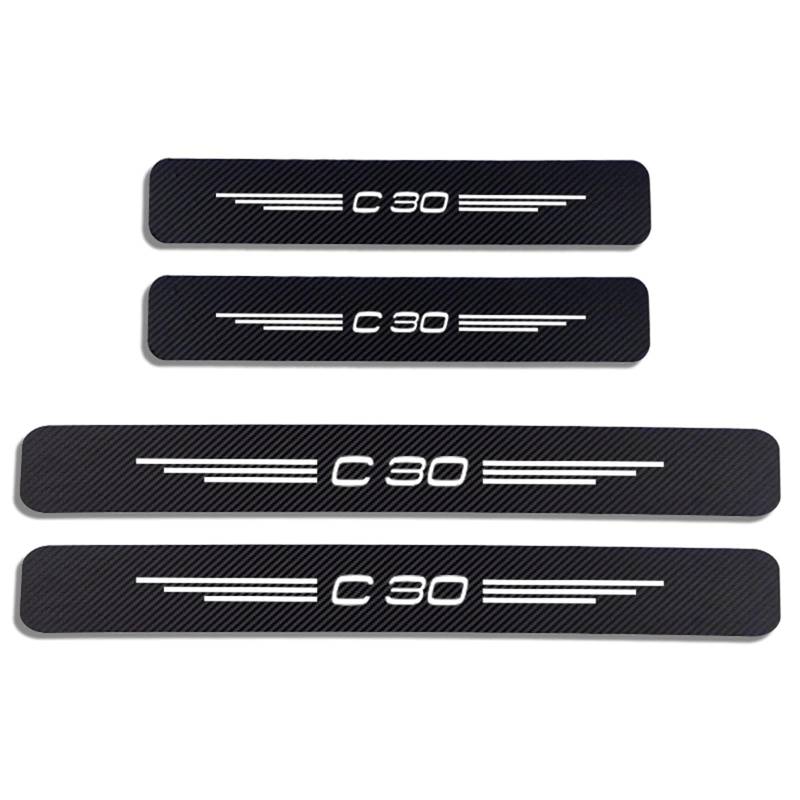 Auto Kohlefaser Einstiegsleisten Für VO-LVO C30 Tuning Zubehör 4 STÜCKE Auto Scuff Plate Türschwelle Sill Aufkleber,White von Generisch