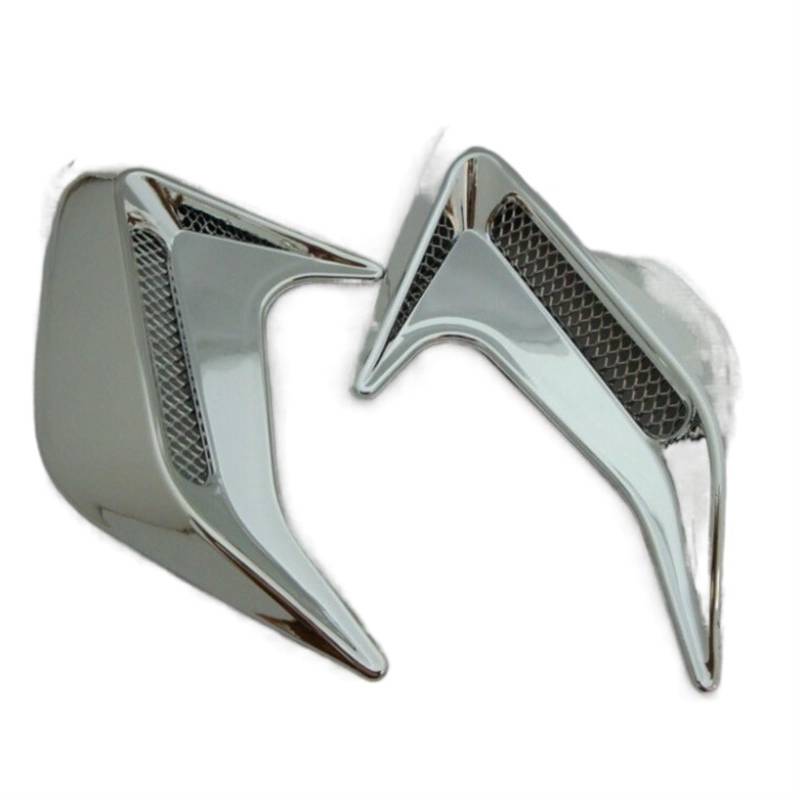 Auto-Kotflügel 2Pcs Auto Seite für Vent Luftstrom schmutzfänger Aufkleber Auto Simulation Lufteinlass Dekorative Shark Gill für Ansaughaube Auto Dekor Modifikation(Glossy Silver) von Generisch