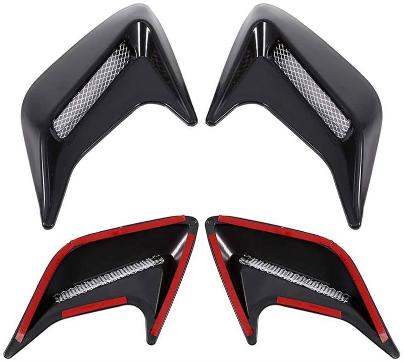 Auto-Kotflügel 2Pcs Auto Seite für Vent Luftstrom schmutzfänger Aufkleber Auto Simulation Lufteinlass Dekorative Shark Gill für Ansaughaube Auto Dekor Modifikation(Schwarz) von Generisch