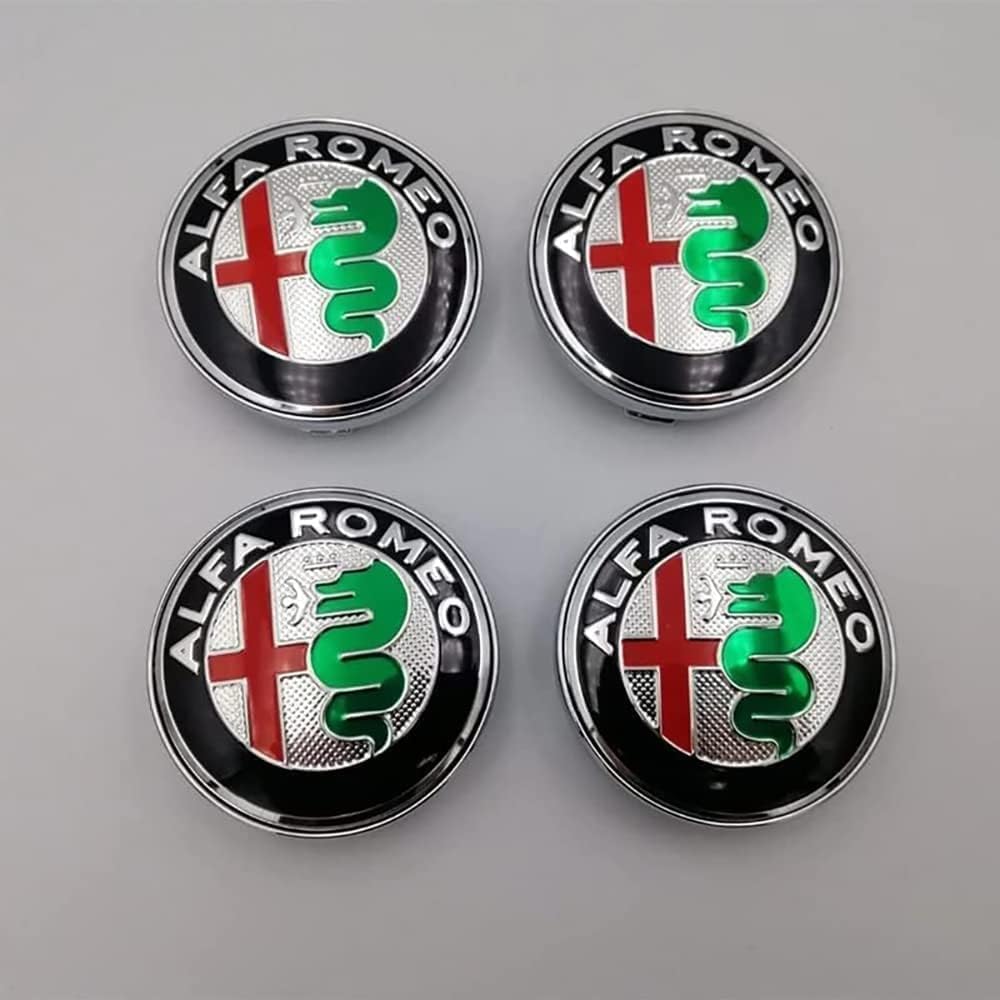 Auto-Nabenkappen, Felgen-Emblem, Radnabenkappen Compatible with Alfa Romeo Mito 147 156 159 166 Giulietta Mito Spider Stelvio 60mm, staubdicht, wasserdicht, verschleißfest, rostfrei, Nabenkappen von Generisch