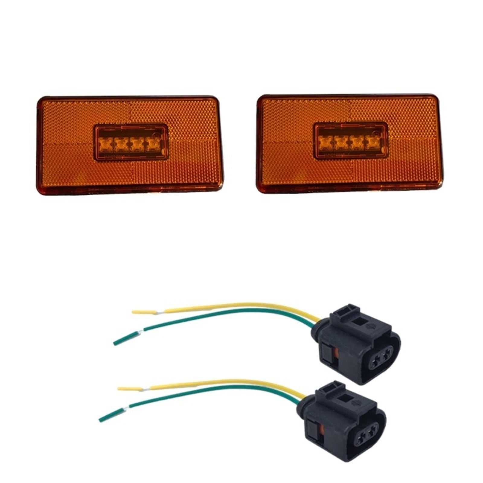 Auto-Rücklicht 24 V bernsteinfarbene 4-LED-Seitenmarkierungsleuchte für SCANIA 5 6 Series PR Cabs, für GTS Series OEM 2052119 für mit Steckeroption(2pcs with 2plugs) von Generisch