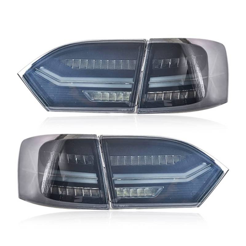 Auto-Rücklicht 2PCS Auto Rücklicht Rücklicht Für Volkswagen Für Jetta 2012 2013 2014 MK6 Hinten Nebel Lampe Bremslicht für Reverse Dynamische Drehen Für Signal Anhängerbeleuchtung(Smoke Cover) von Generisch