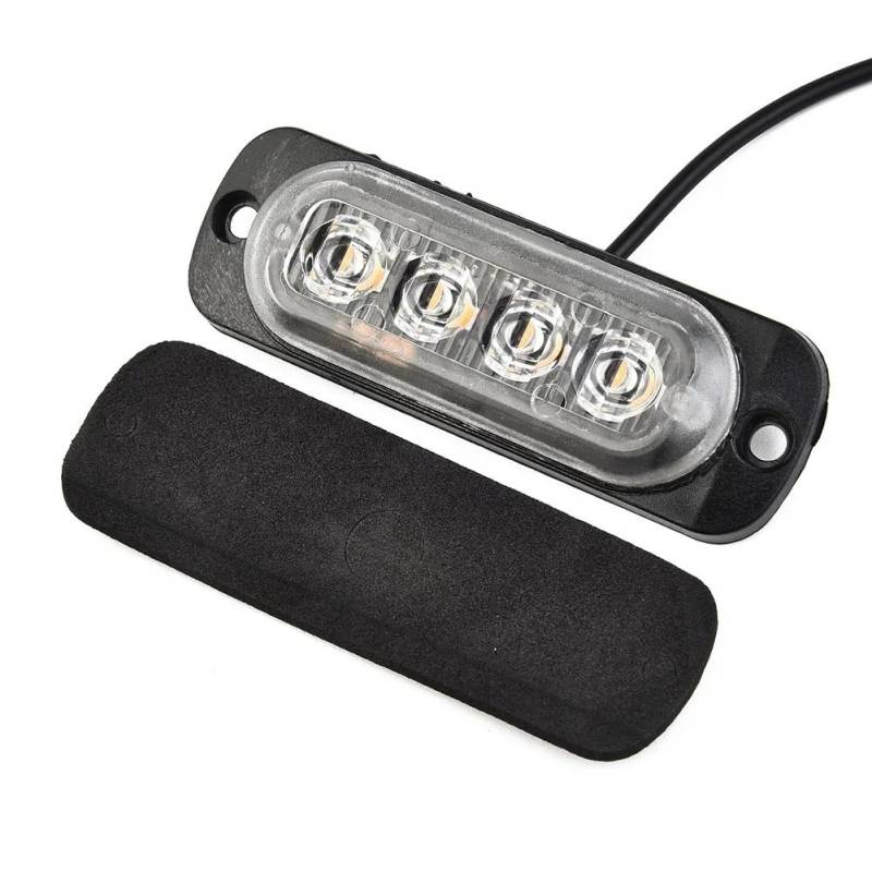 Auto-Rücklicht 4x Bernstein Grille Licht Lichtbalken für Lkw Van Off-Road Auto Dringende Licht 12-24V Strobe Seite Warnlicht Auto Leuchtfeuer Lampe Anhängerbeleuchtung von Generisch