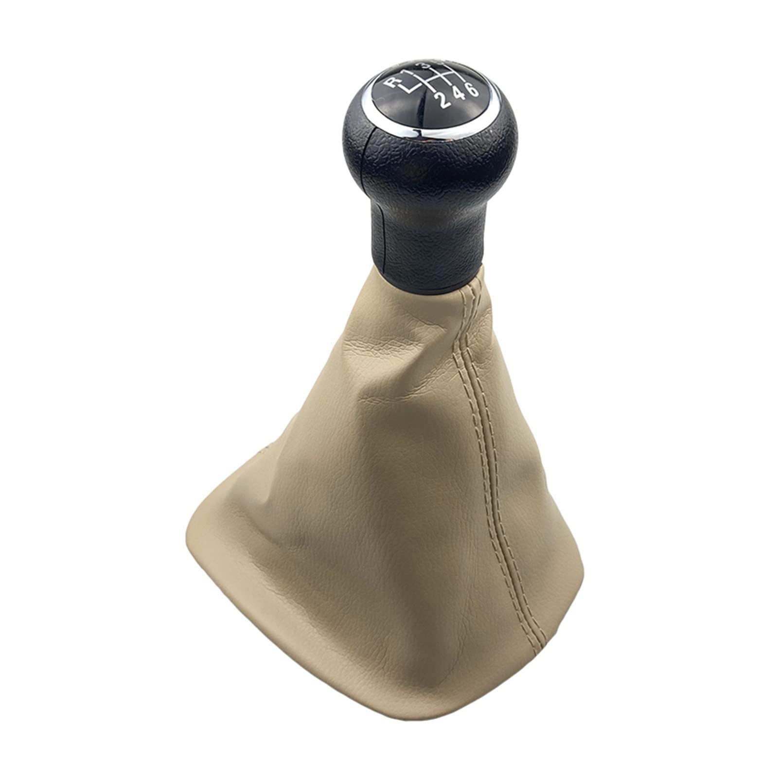 Auto-Schaltknauf 5/6 für Geschwindigkeit PU Leder Pfirsich Holz Griff Schaltknauf Leder Gamasche Boot Abdeckung Fall Haut Für VW Für Passat B5 B5.5 Auto Styling(6 Speed Beige) von Generisch