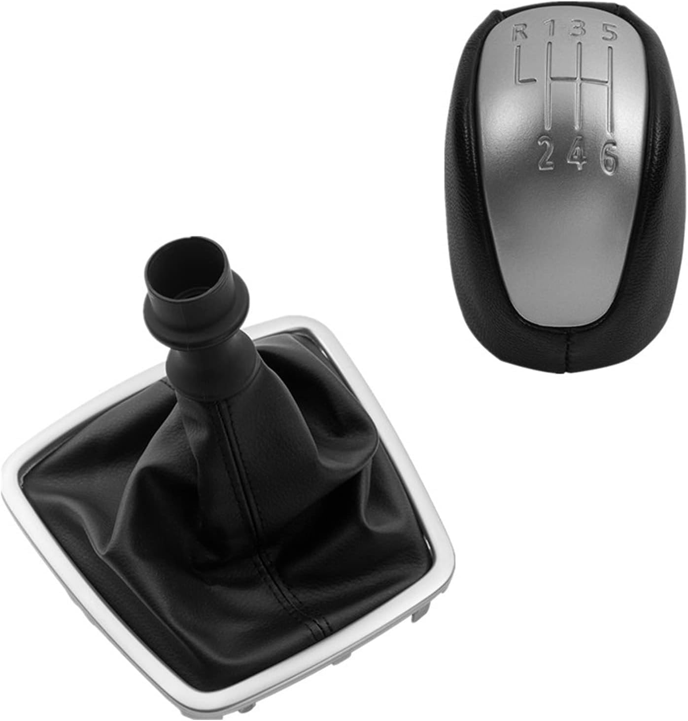 Auto-Schaltknauf Für Renault für Laguna III MK3 2007 2008-2013 2014 2015 Leder-Schaltknauf, Schalthebelmanschette, Kofferraumschutz, Kragen, Autozubehör(Gear Knob and Case) von Generisch