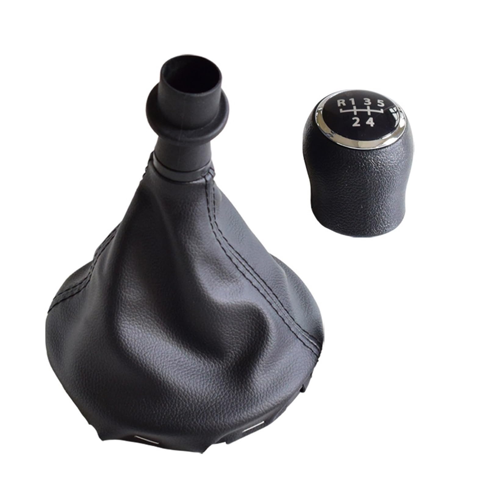 Auto-Schaltknauf Für Tranfor Sporter für Caravelle T5 2003 2004 2005 2006 2007 2008 2009 2010 Auto 6 für Speed ​​Gear Stick Schaltknauf Ledermanschette(Schwarz,5 Speed) von Generisch