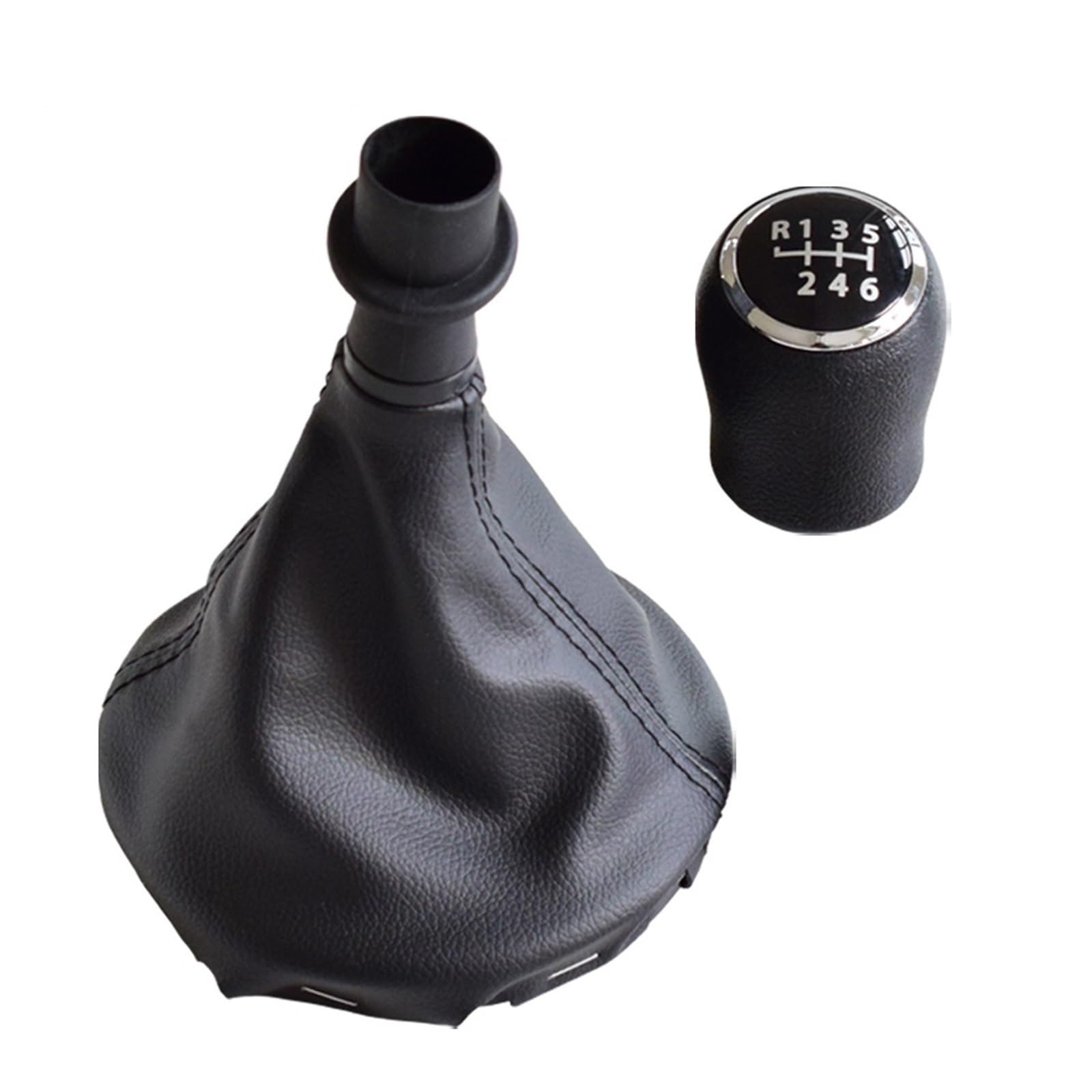 Auto-Schaltknauf Für Tranfor Sporter für Caravelle T5 2003 2004 2005 2006 2007 2008 2009 2010 Auto 6 für Speed ​​Gear Stick Schaltknauf Ledermanschette(Schwarz,6 Speed) von Generisch