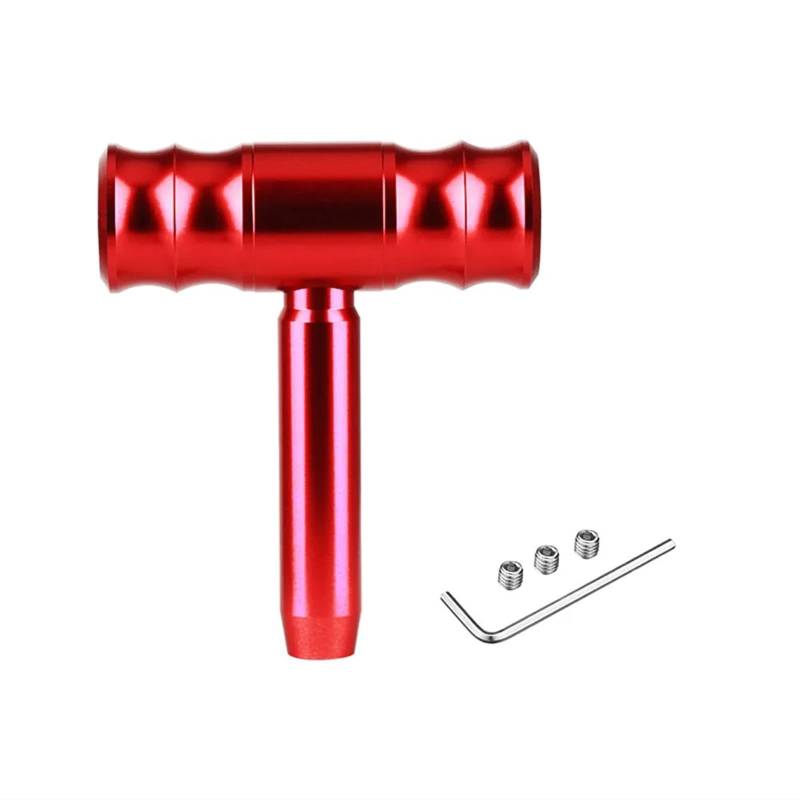 Auto-Schaltknauf Universal Auto Auto T Form Flugzeug Joystick Schaltknauf 114mm Aluminium Legierung Schalthebel Schalthebel Stick Hebel Kopf(Rot) von Generisch