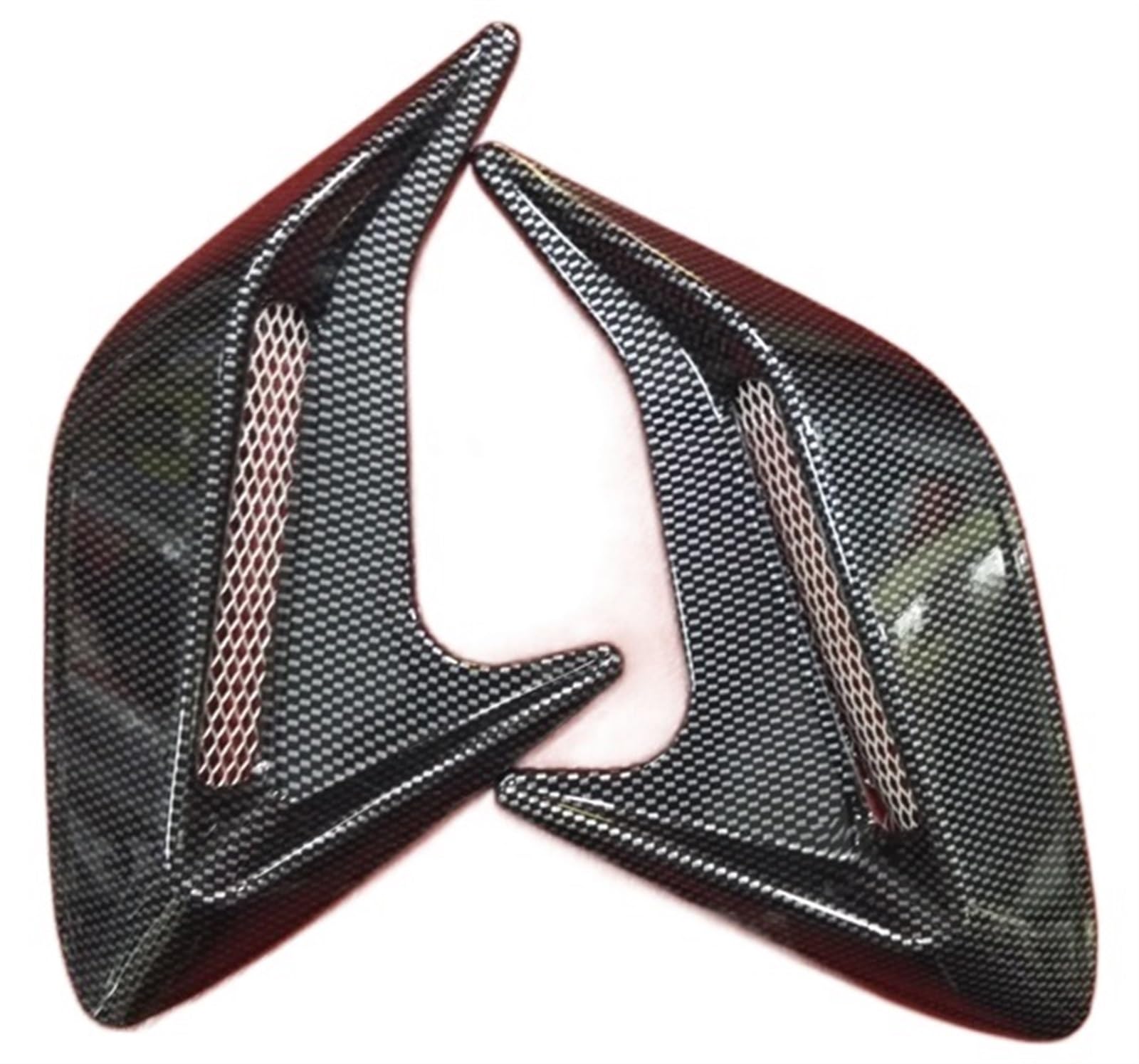 Auto-Schmutzfänger 2Pcs Auto Seite für Vent Luftstrom schmutzfänger Aufkleber Auto Simulation Lufteinlass Dekorative Shark Gill für Ansaughaube Auto Dekor Modifikation(Carbon Fiber) von Generisch