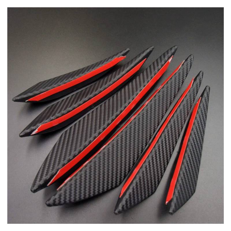 Auto-Schmutzfänger 6 teile/los Universal für Fit Front Stoßstange Lip Diffusor Splitter Flossen Körper Spoiler Canards Kinn Auto Tuning Canard Universelle Auto-Schmutzfänger aus Gummi(Carbon Fiber Bla von Generisch