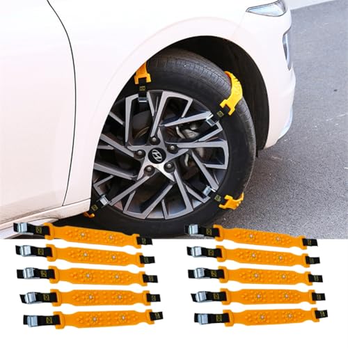 Auto-Schneeketten, 5/10 Stück, universelle Auto-Schneeketten, Winterreifen, Kettenriemen für Reifenbreite 175–275 mm, Notfall-Anti-Rutsch-Ketten für Autos, SUVs, LKWs (5) von Generisch