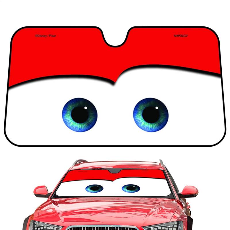 Auto Windschutzscheibe Abdeckung Frontscheibenabdeckung Cars Augen Auto Sonnenblende Frontscheibe Mit 2 Saugnapf, Faltbar Cartoon Augen Frontscheibe Sonnenschutz Visier, 130x70cm von Generisch