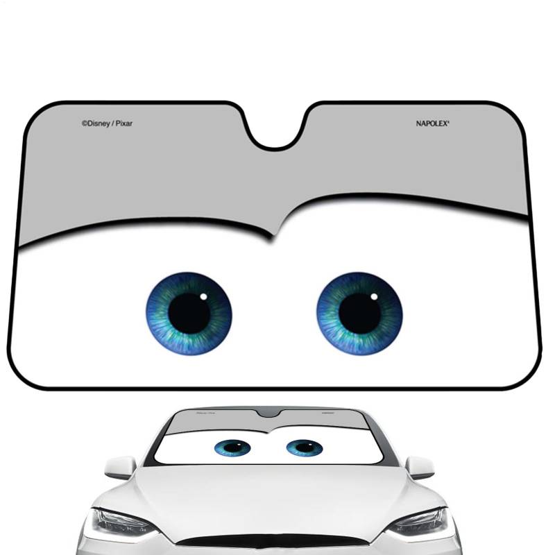 Auto Windschutzscheibe Abdeckung Frontscheibenabdeckung Cars Augen Auto Sonnenblende Frontscheibe Mit 2 Saugnapf, Faltbar Cartoon Augen Frontscheibe Sonnenschutz Visier, 130x70cm von Generisch