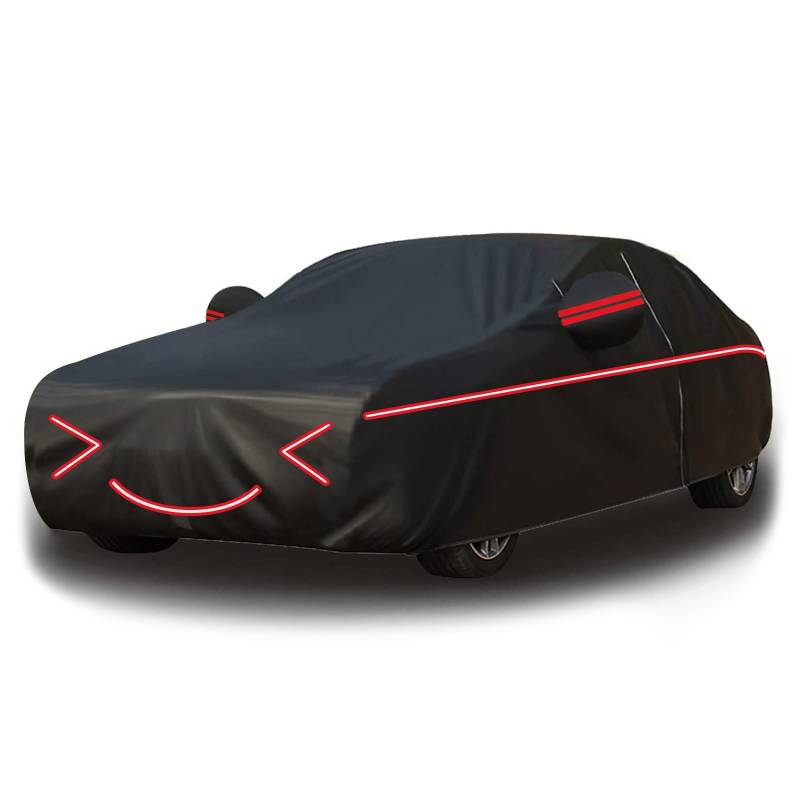 Autoabdeckung Winter Vollgarage für Citroen Berlingo XL 2018-2023,Staubdicht Wasserdicht Autohülle Autoplane,Auto Abdeckplane,Frostschutz,Mit Reißverschluss，Kratzfest Outdoor Schutzhülle(Black Red) von Generisch