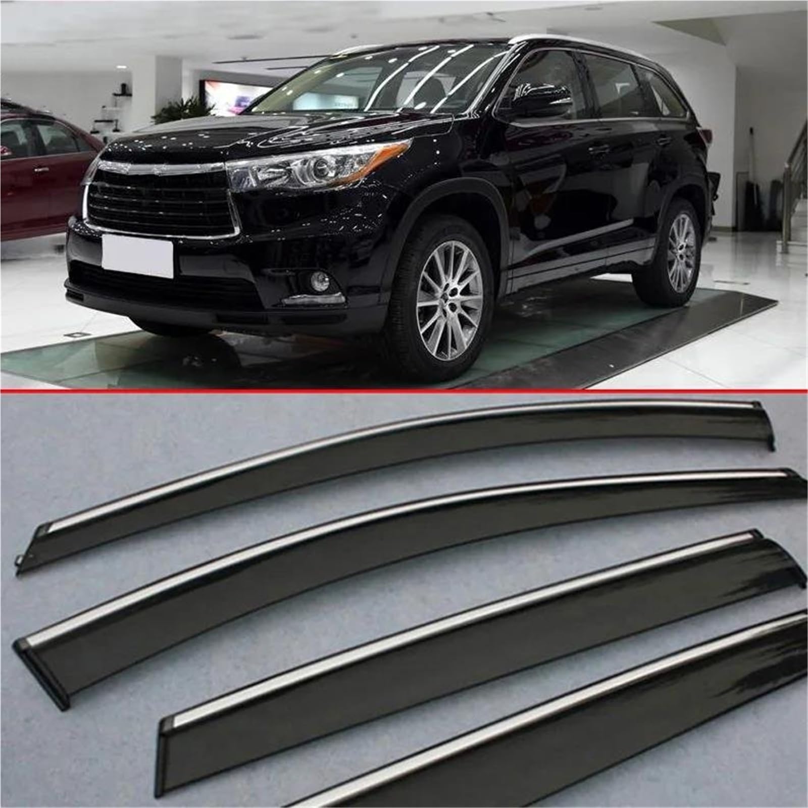 Autofenster Regenschutz Fenster Windabweiser Visier Regen/Sonnenschutz Vent Für Toyota Für Highlander 2014-2019 Auto Zubehör Regenabweiser Deflektoren von Generisch