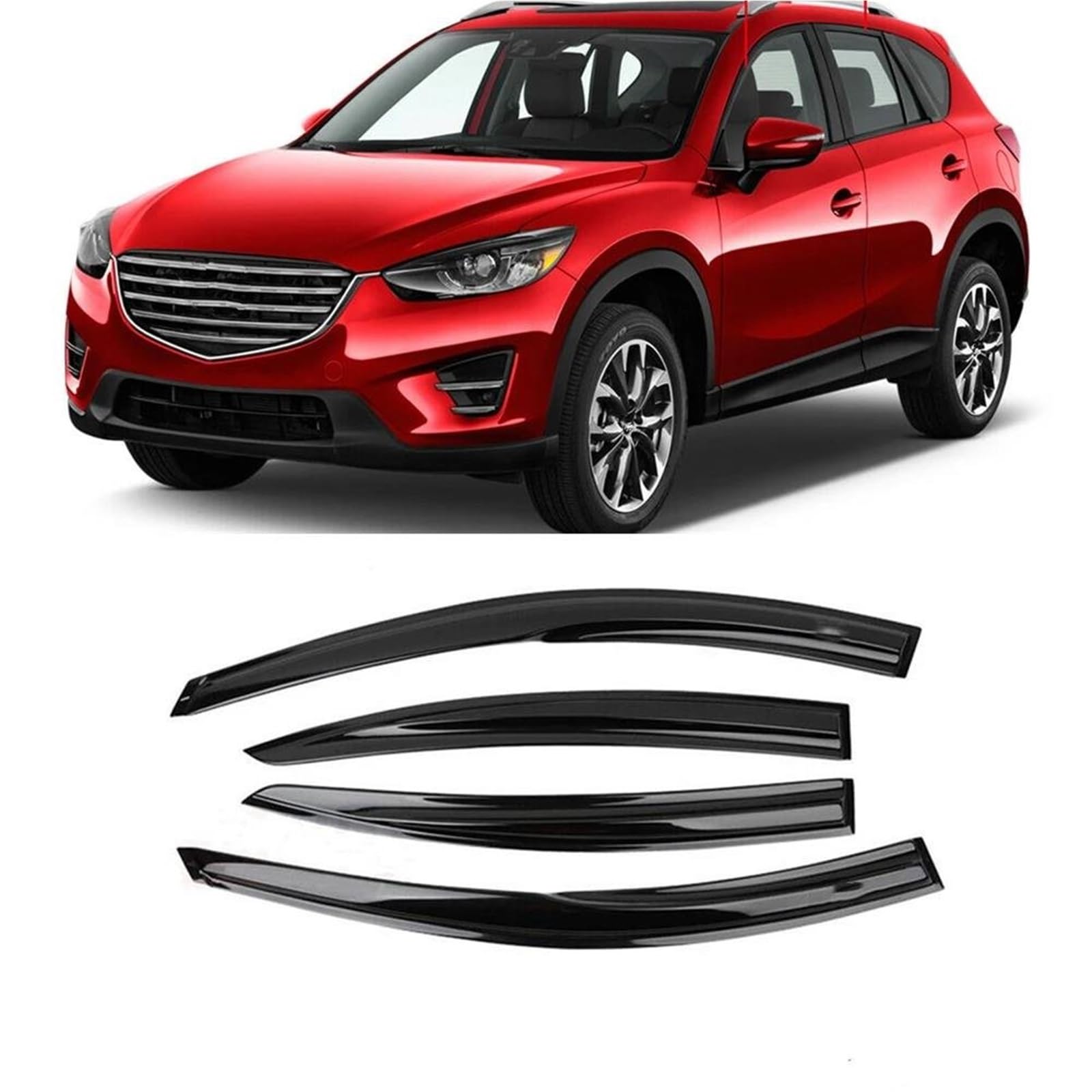 Autofenster Regenschutz Für Mazda Für CX-5 2013-2017 Seite Fenster Vent Visier Sonne Regen Schutz Markisen Unterstände Klebstoff Abdeckung Regenabweiser Deflektoren von Generisch