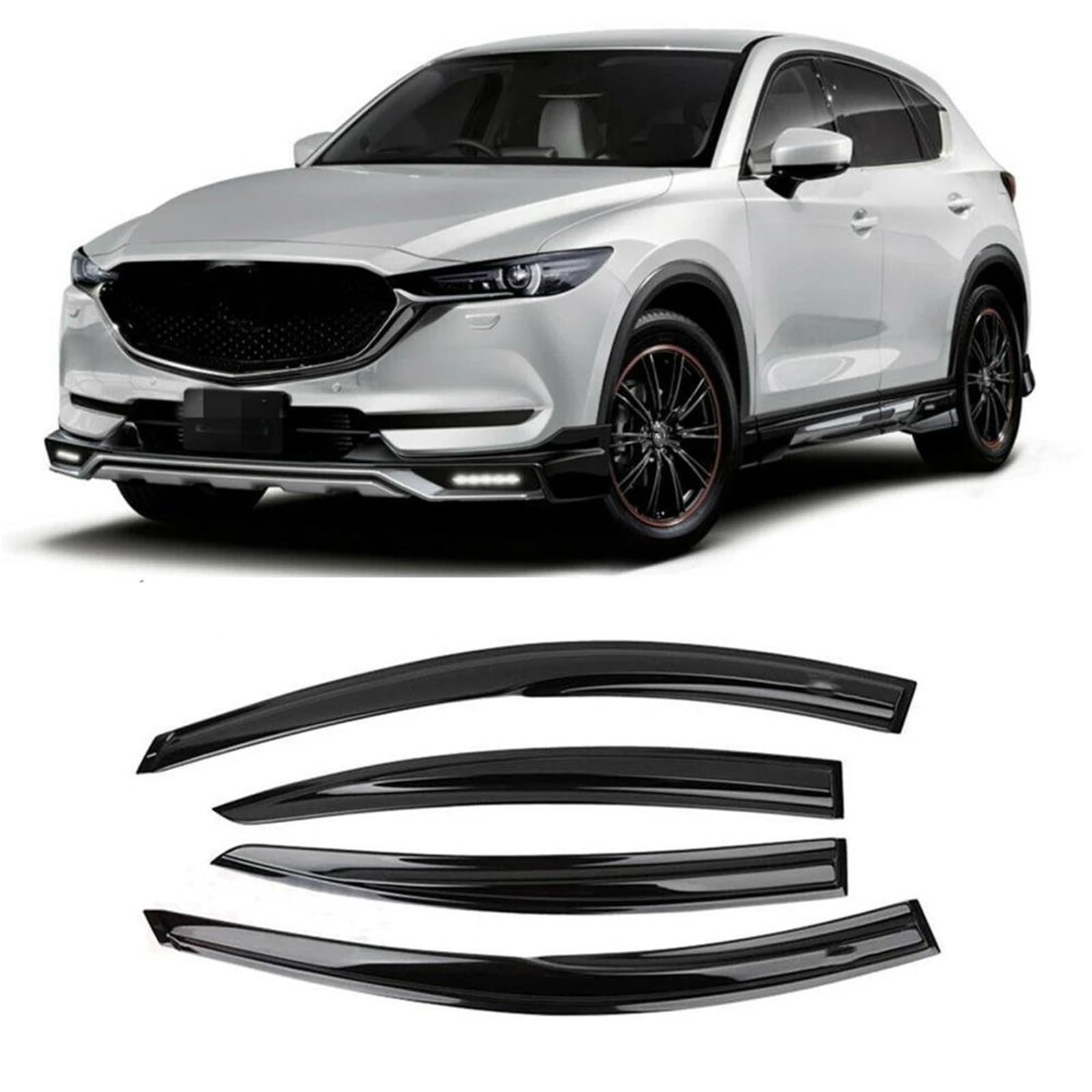 Autofenster Regenschutz Für Mazda Für CX-5 2018-2021 Car Side Window Visor Deflector-Ableger-Ableger Regenwache Rain Guard Deckung Regenabweiser Deflektoren von Generisch