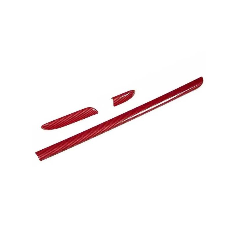 Autoinnenleiste Mittelkonsole Armaturenbrett Zierleisten ABS Autotür Dekoration Abdeckung Aufkleber Carbon Fiber Style Für A3 8V S3 2014-2020 Car Trim Strips(3PCS RED) von Generisch