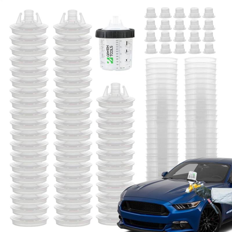 Automotive Paint Mixing Cups, Safe Reusable Spray Paint & Accessories Paint Tools & Equipment with 50 Cup Lids System and 20 Plugs von Generisch