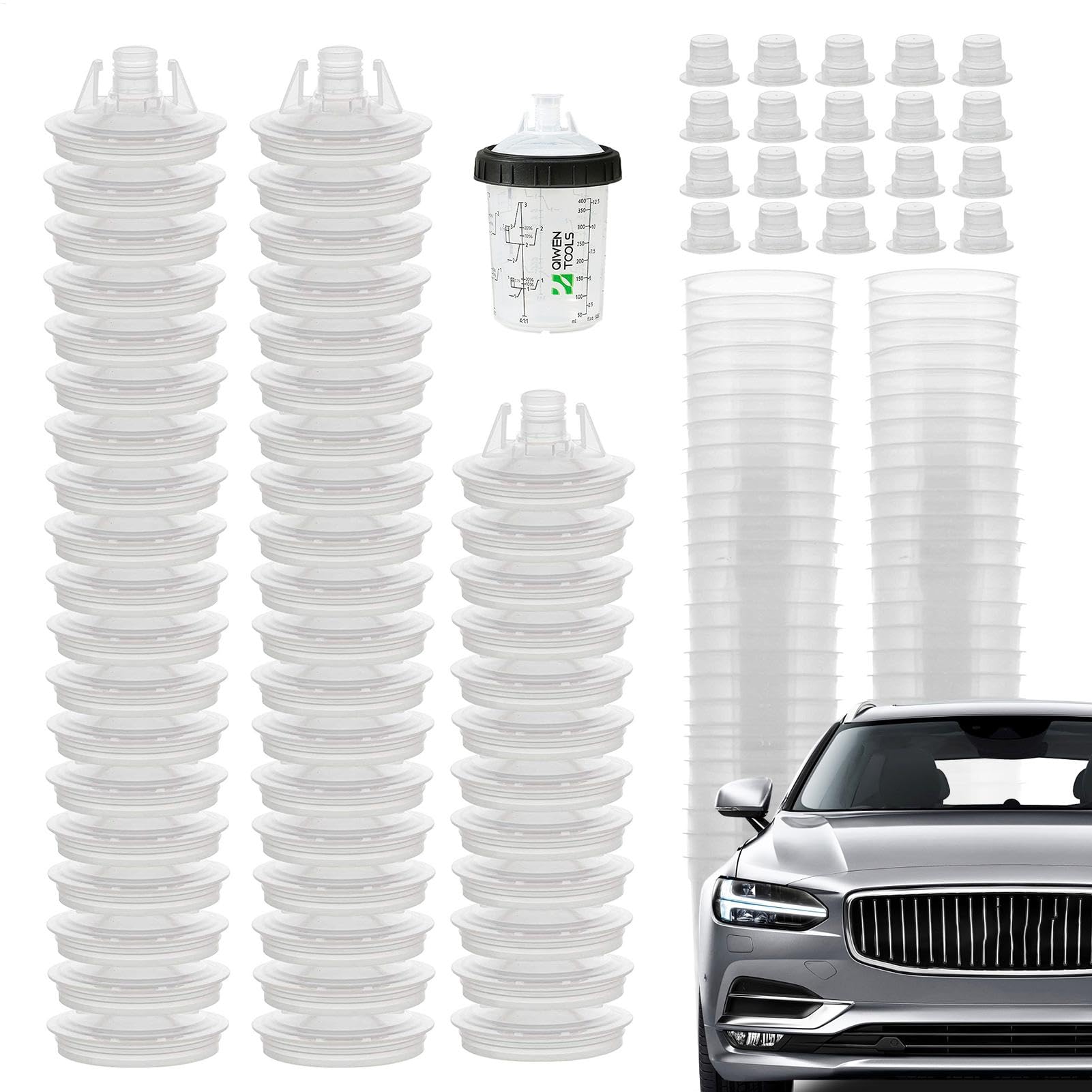 Automotive Paint Mixing Cups | Clear Scale Reusable Car Painting Kit Paint Tools & Equipment with 50 Cup & Lid System Spray Guns & Accessories von Generisch