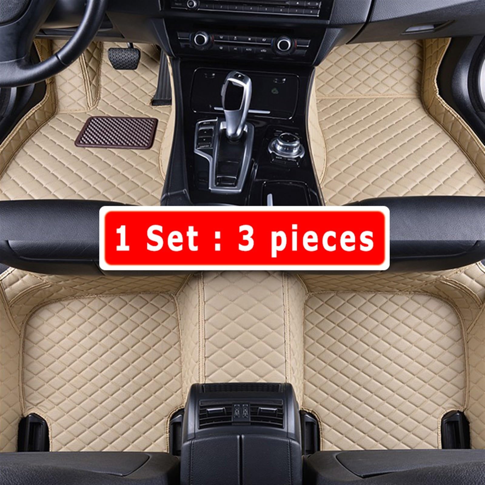 Autoteppiche Auto Fußmatten für Tesla für Modell 3 2019-2022 für Model3 für Custom Auto Automobile Pad Ferse Fuß Pads Pedal Teppiche Teppiche Produkt(LHD 3pcs beige) von Generisch