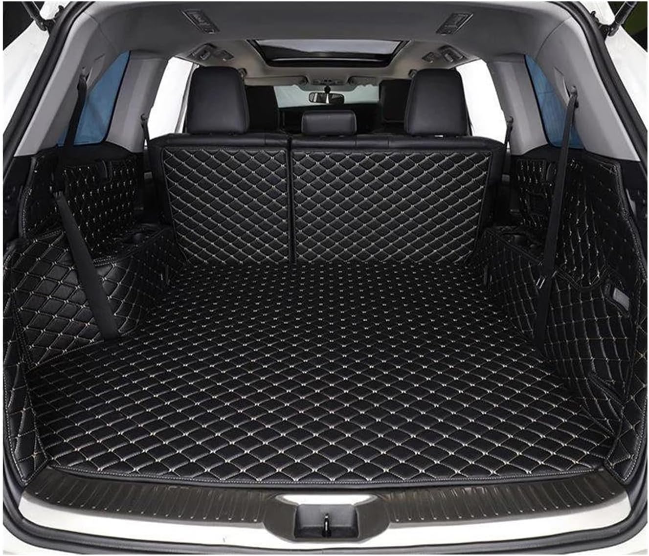 Autoteppiche Für Subaru für Outback 2010 2011 2012 2013 2014 High Side Heck Cargo Liner Kofferraum Bodenmatte Fach Teppichmatten Auto Kofferraummatte(Black Set) von Generisch