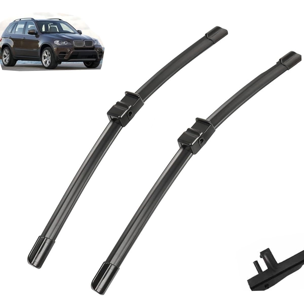 Autowischer kompatibel mit BMW X5 E70 2006–2011, weiche Gummi-Frontwischerblätter, automatische Scheibenwischer, 24 Zoll, 20 Zoll, 600 mm, 500 mm von Generisch