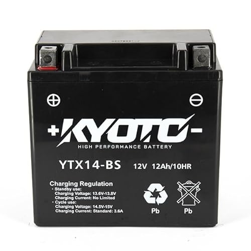 Batterie KYOTO YTX14-BS YTX14BS vorgeladen und einsatzbereit kompatibel mit Husqvarna TE 610 1999-2001 NUDA 900 von Generisch